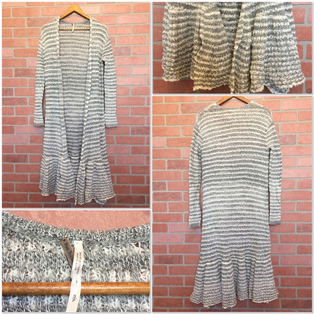 Free People long duster cardigan sweater S (EE59)